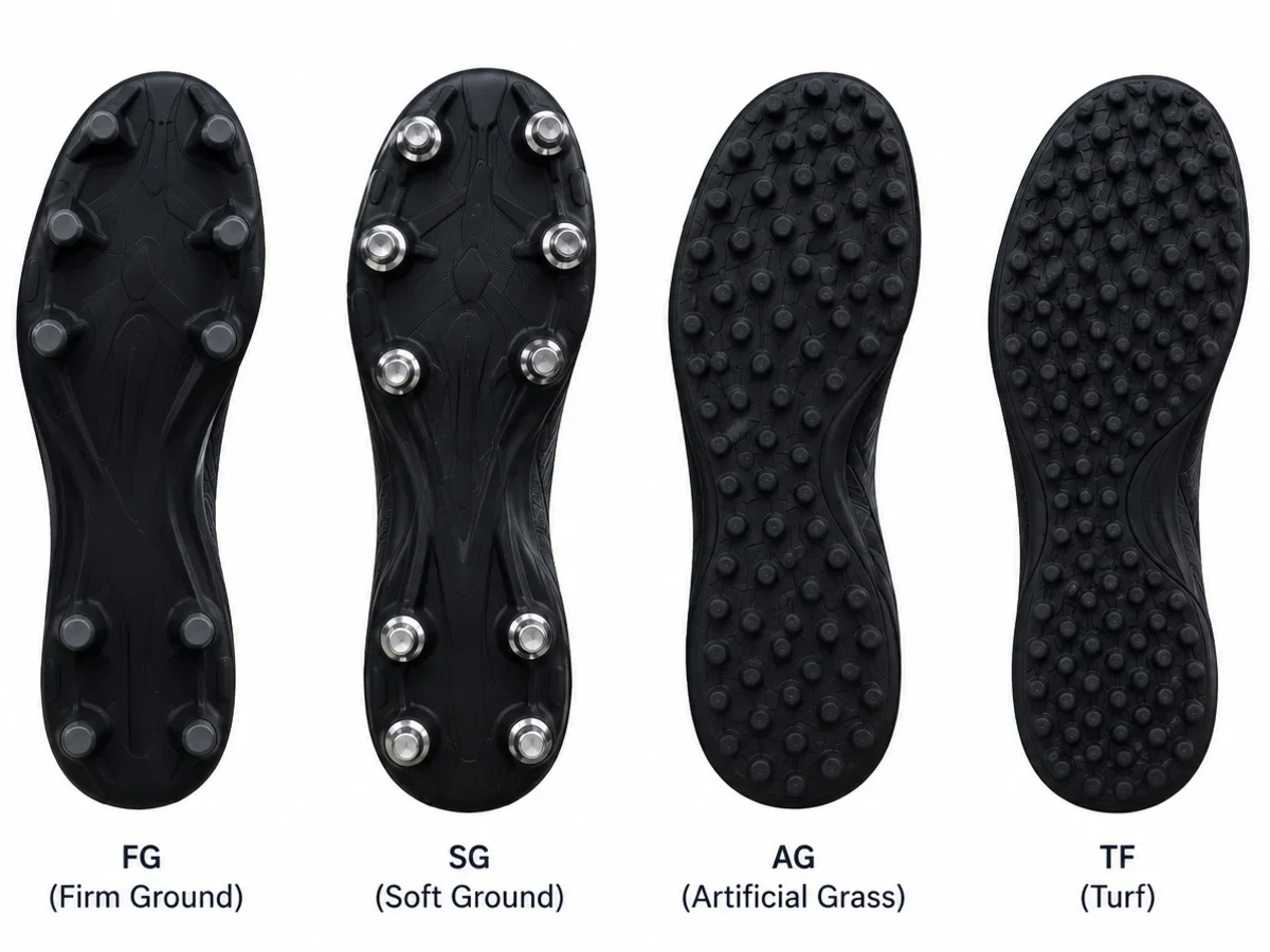 Diagram showing sole types for different surfaces